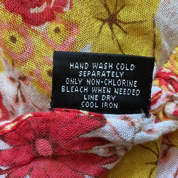 Red & Yellow Floral Lightweight Scarf - Picture 4 of 9